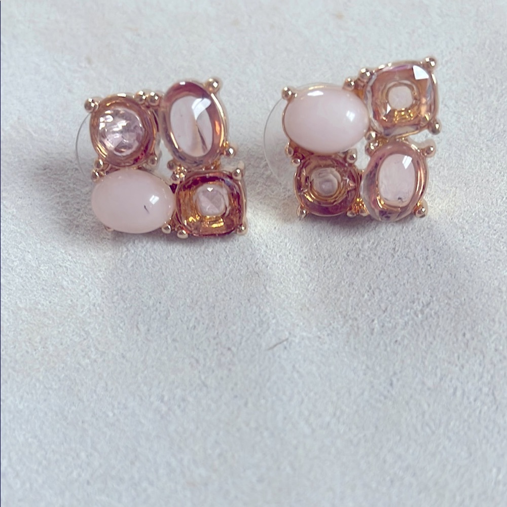 Elegant Pink and Gold Stud Earrings